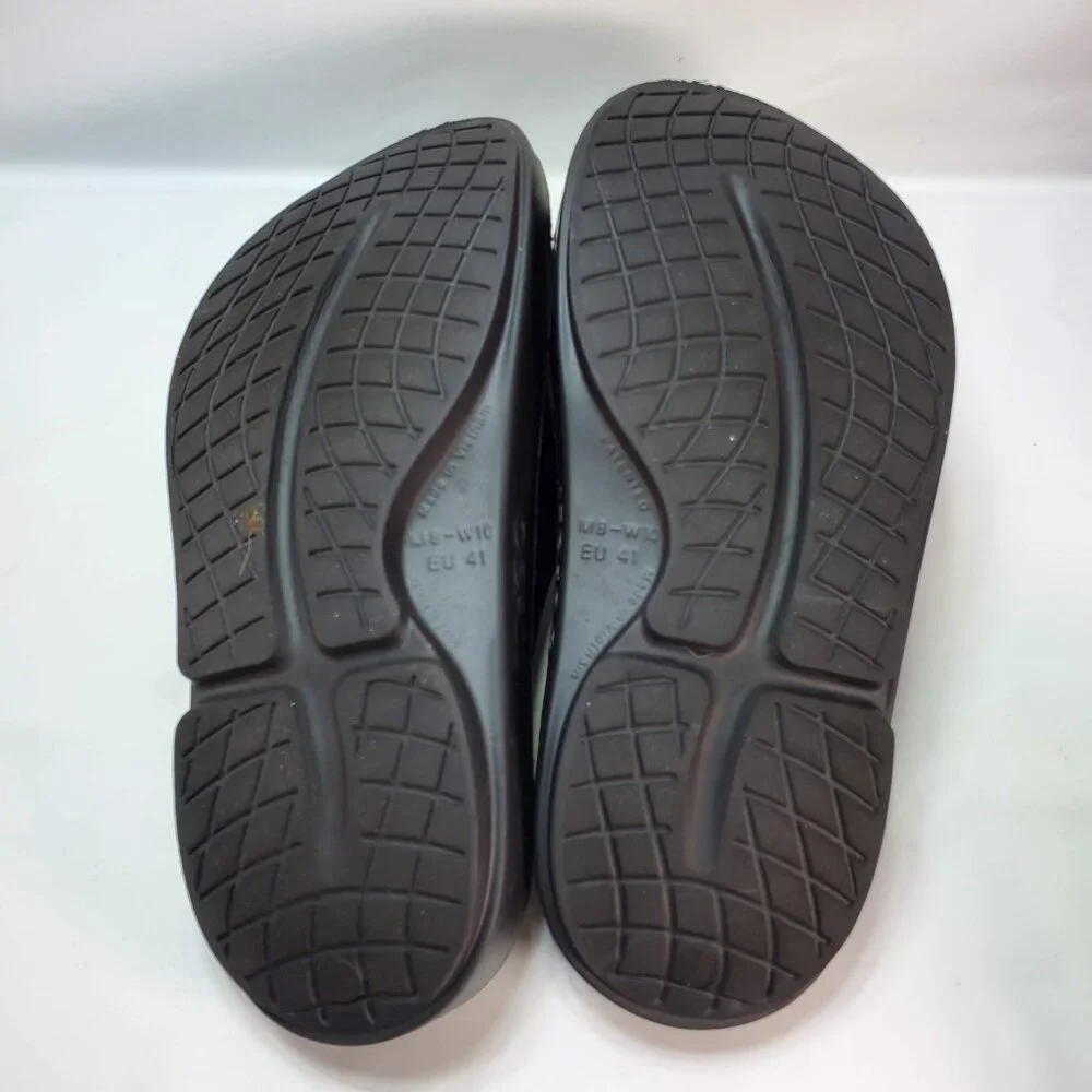 OOFOS Ooahh Black Comfort Slide Sandals Sport Recovery Men Sz 8 Women 10 Slip On